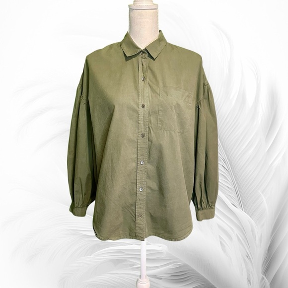 Rails ‘Janae’ High Low Button-Down Shirt in Green “Olive Smoke” Size Medium - Picture 4 of 15